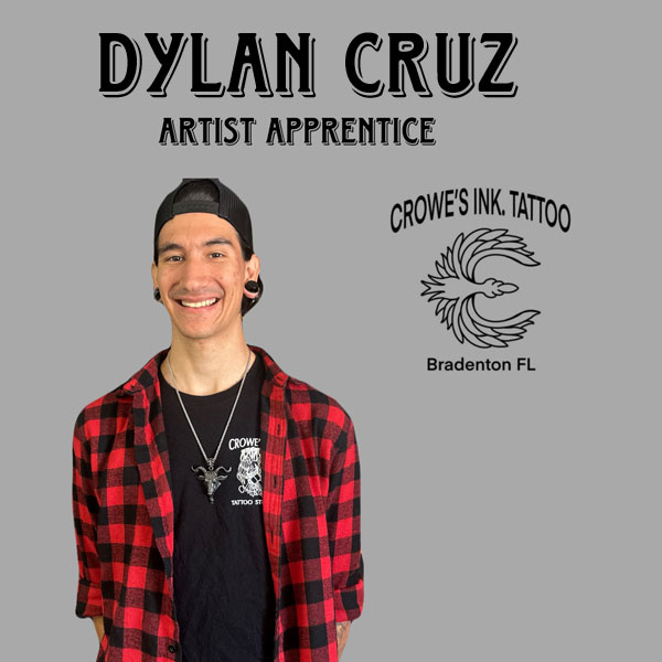 Dylan Cruz, an apprentice Artistat Crowes Ink Tattoo Studio in Bradenton