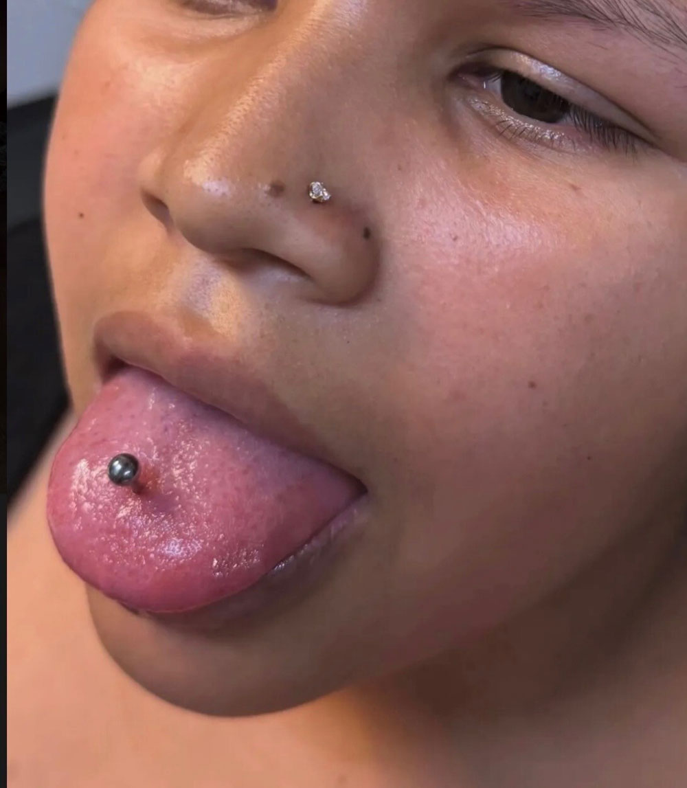 an example of a tongue piercing at out Bradentoon Piercing studio